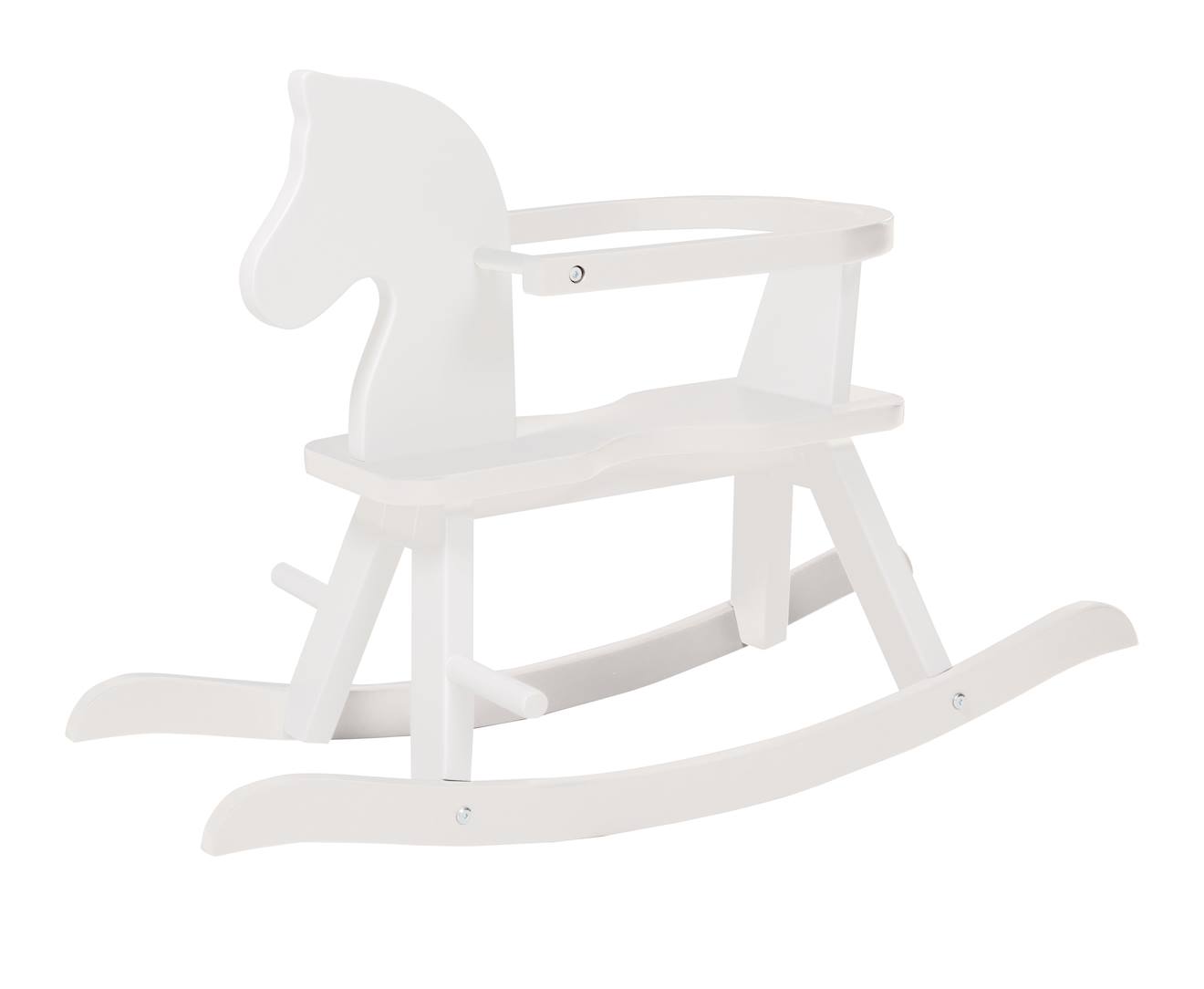 Roba - Cheval À Bascule En Bois Avec Anneau De Protection Blanc
