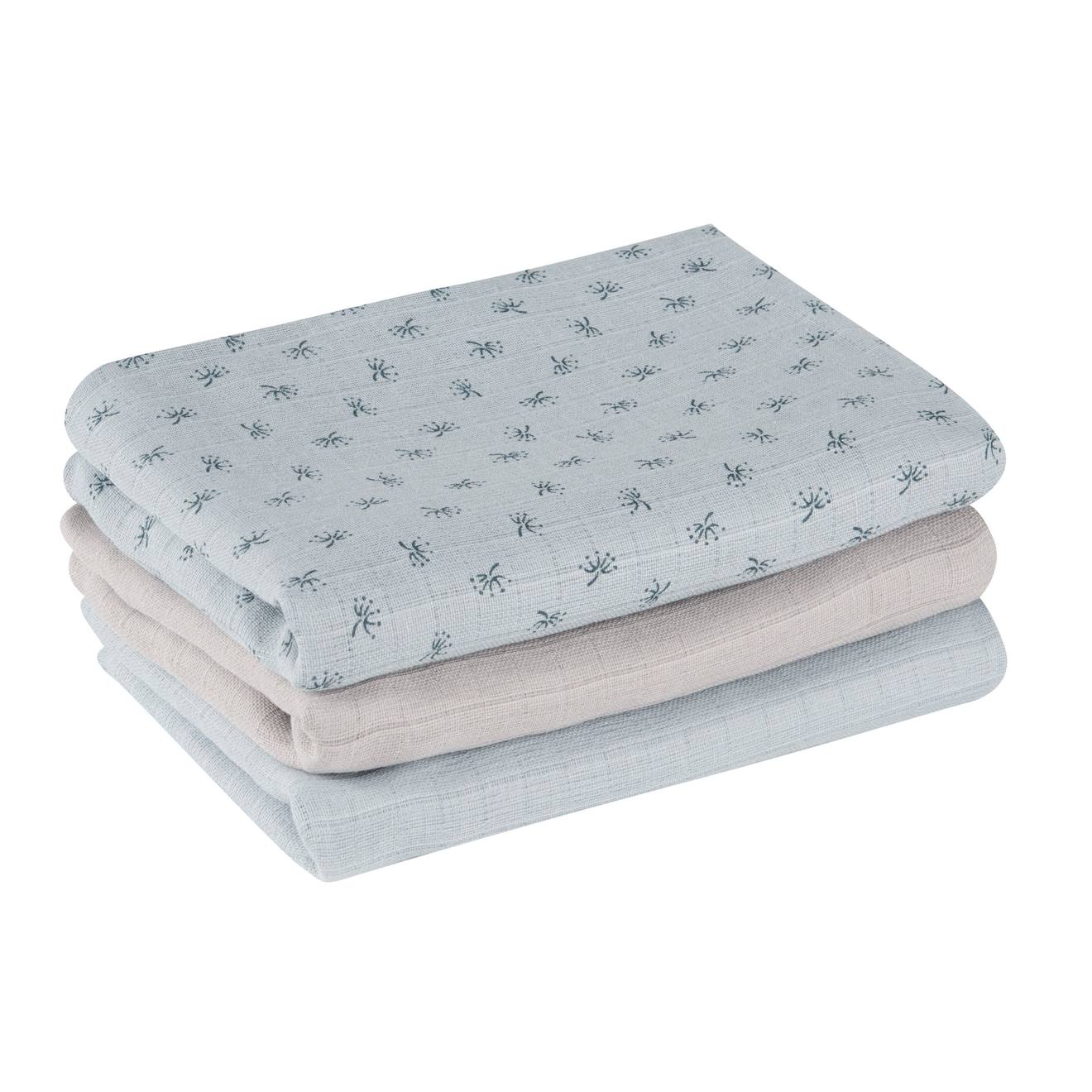 Lot De 3 Langes En Coton Bio Lil Planet Bleu Clair Et Gris Argenté