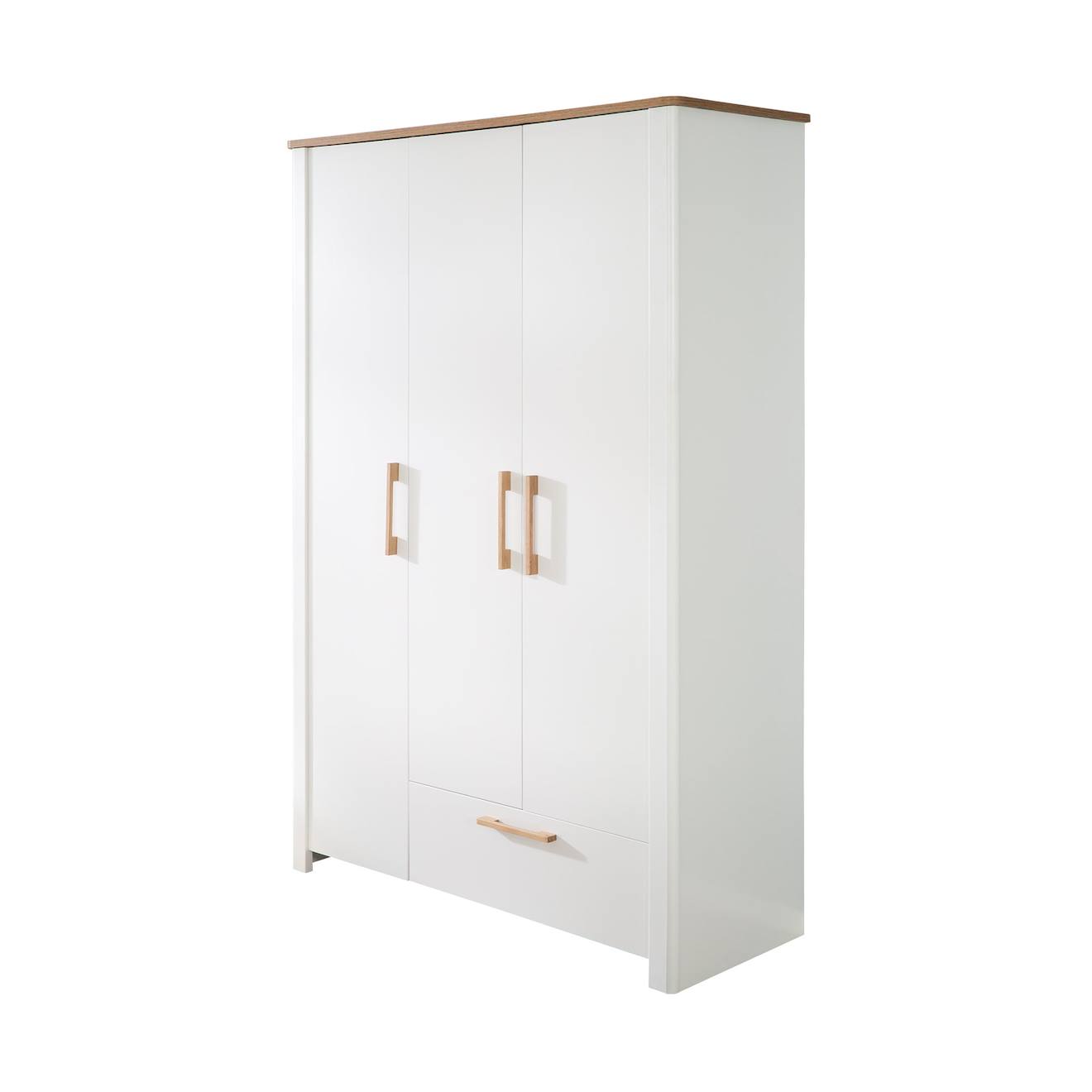 Roba - Armoire Bébé 3 Portes À Fermeture Douce Ava Blanc / Chêne Artisan