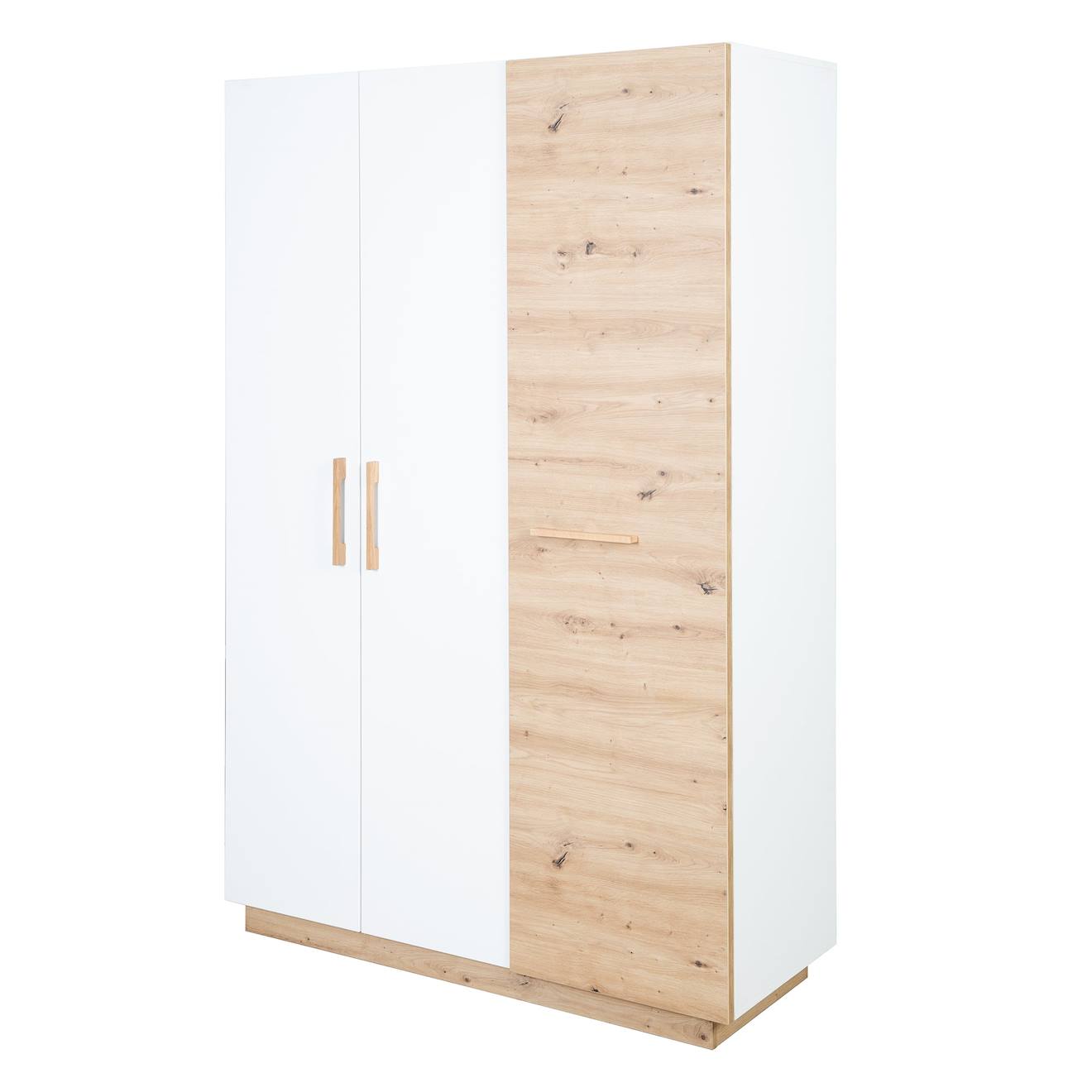 Armoire Bébé 3 Portes À Fermeture Douce Lion Blanc / Chêne Artisan