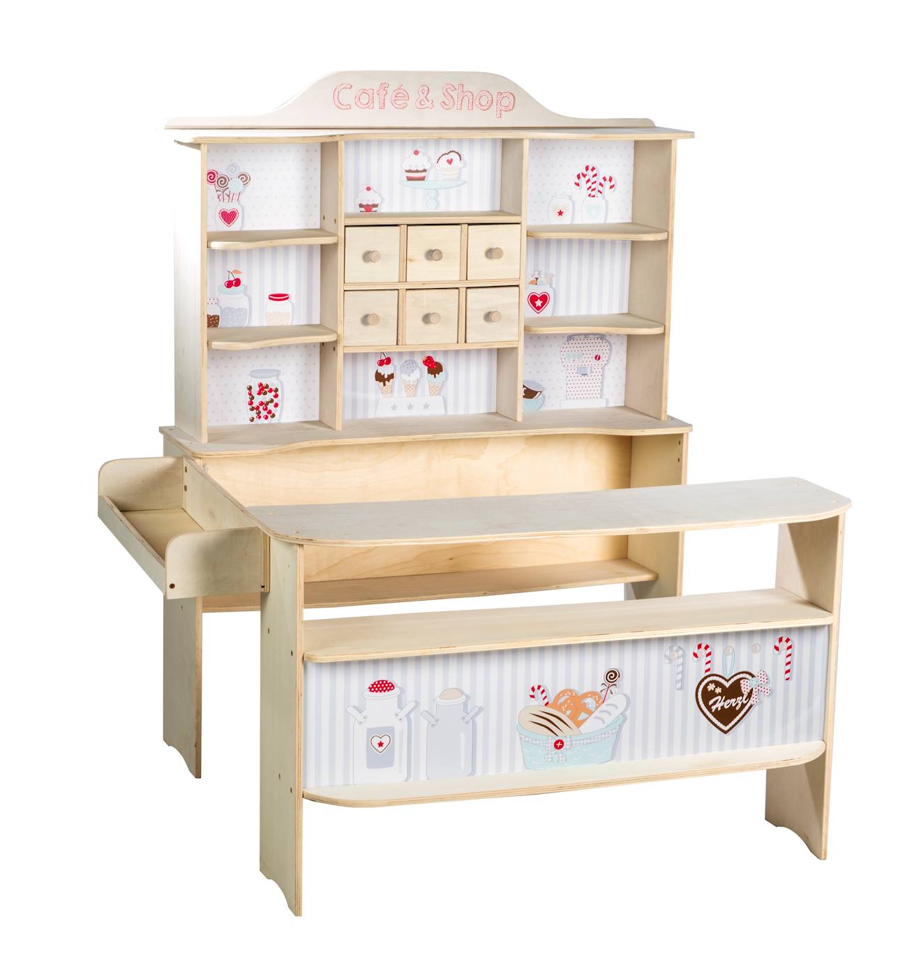 Roba - Marchande En Bois Motif Confiserie Café & Shop Naturel - Confiserie / Sans Ac