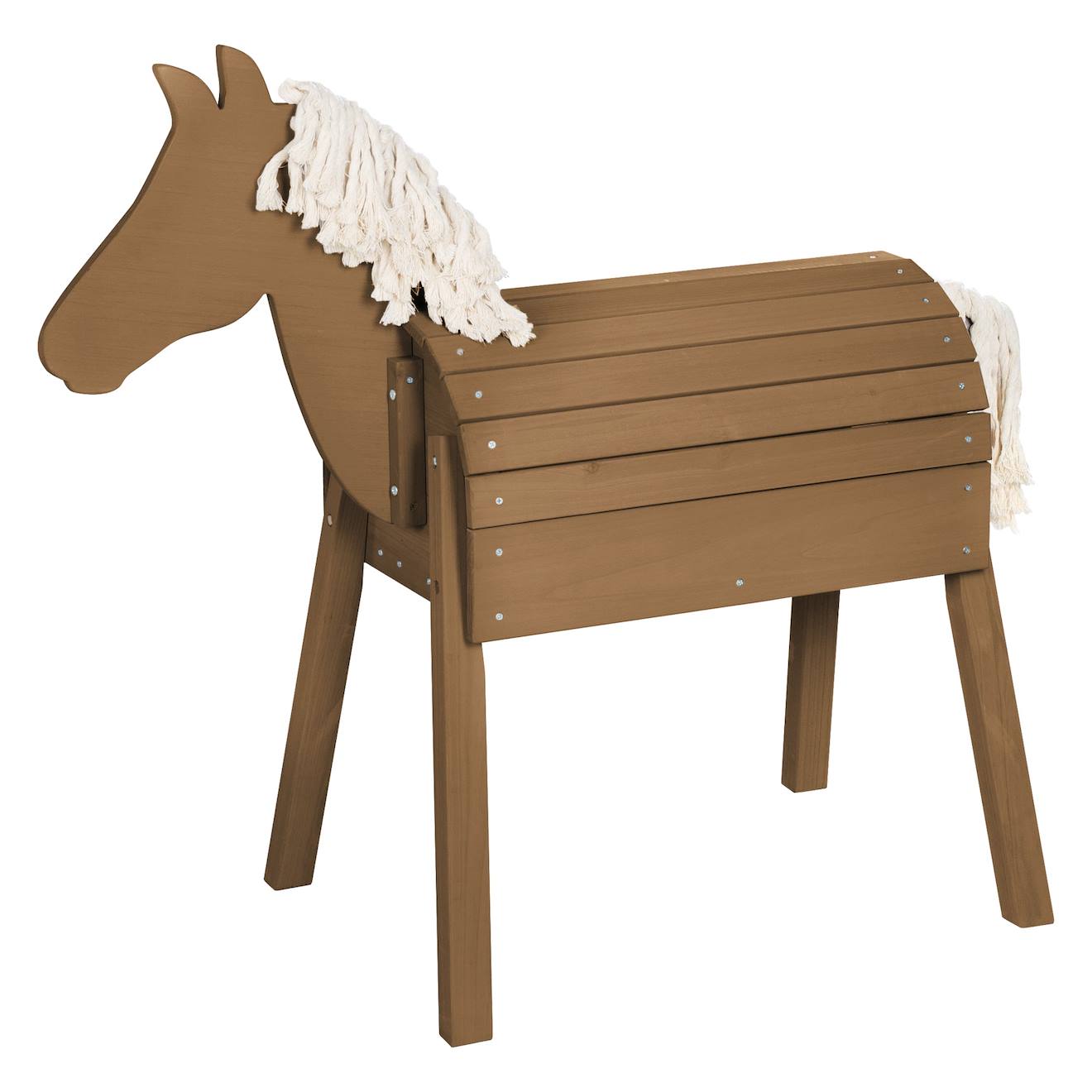 Roba - Cheval De Jardin En Bois Massif Avec Crinière Et Queue Teck