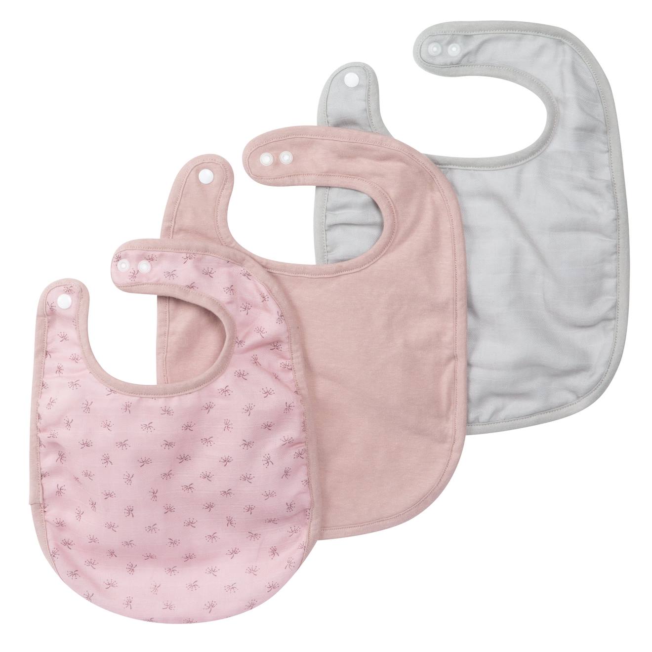 Roba - Lot De 3 Bavoirs Ajustables En Coton Bio Lil Planet Rose Pastel Et Gris Argenté