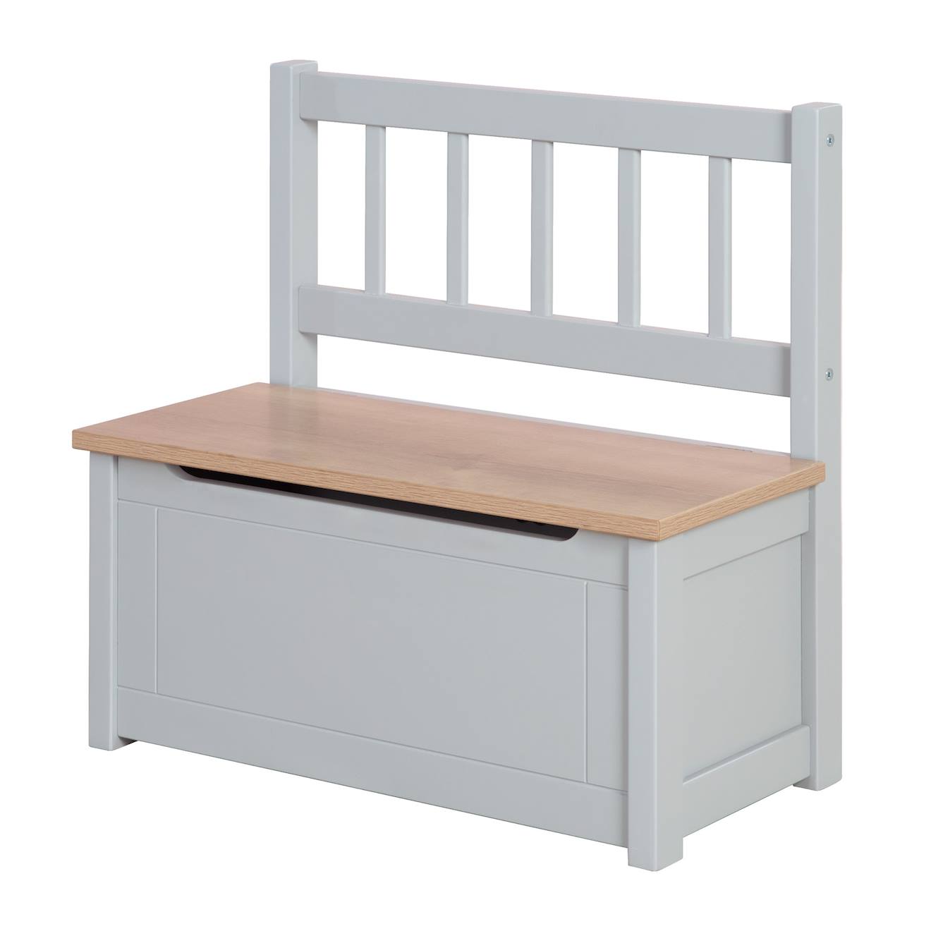 Banc-coffre À Jouets En Bois Massif Résistant Aux Rayures Woody Gris Taupe - Naturel