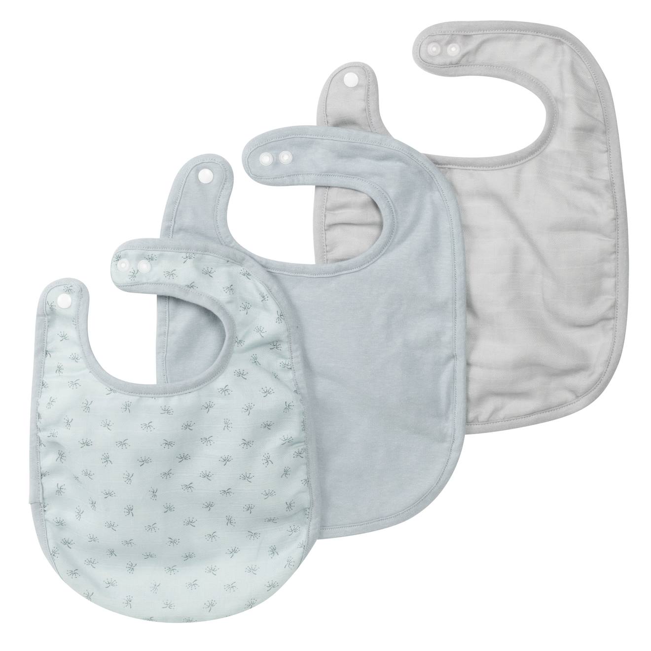 Lot De 3 Bavoirs Ajustables En Coton Bio Lil Planet Bleu Clair Et Gris Argenté