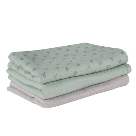Roba - Lot De 3 Langes En Coton Bio Lil Planet Vert Givré Et Gris Argenté