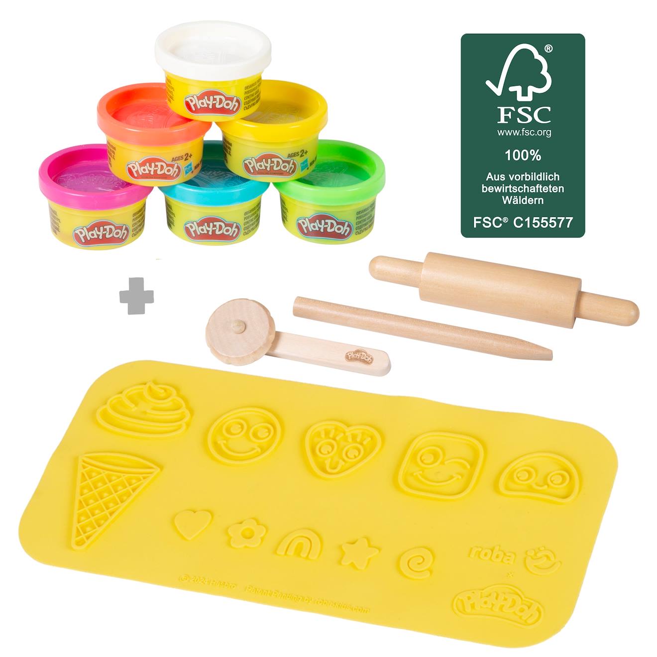 Kit Créatif Play-doh 6 Pâtes À Modeler + Tapis 3d Et Accessoires Multicolore