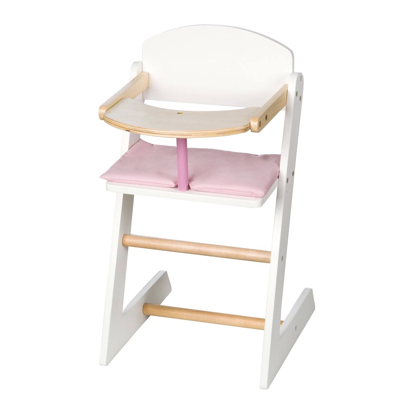 Chaise Haute Pour Poupée + Coussin Rose Scarlett Blanc / Rose