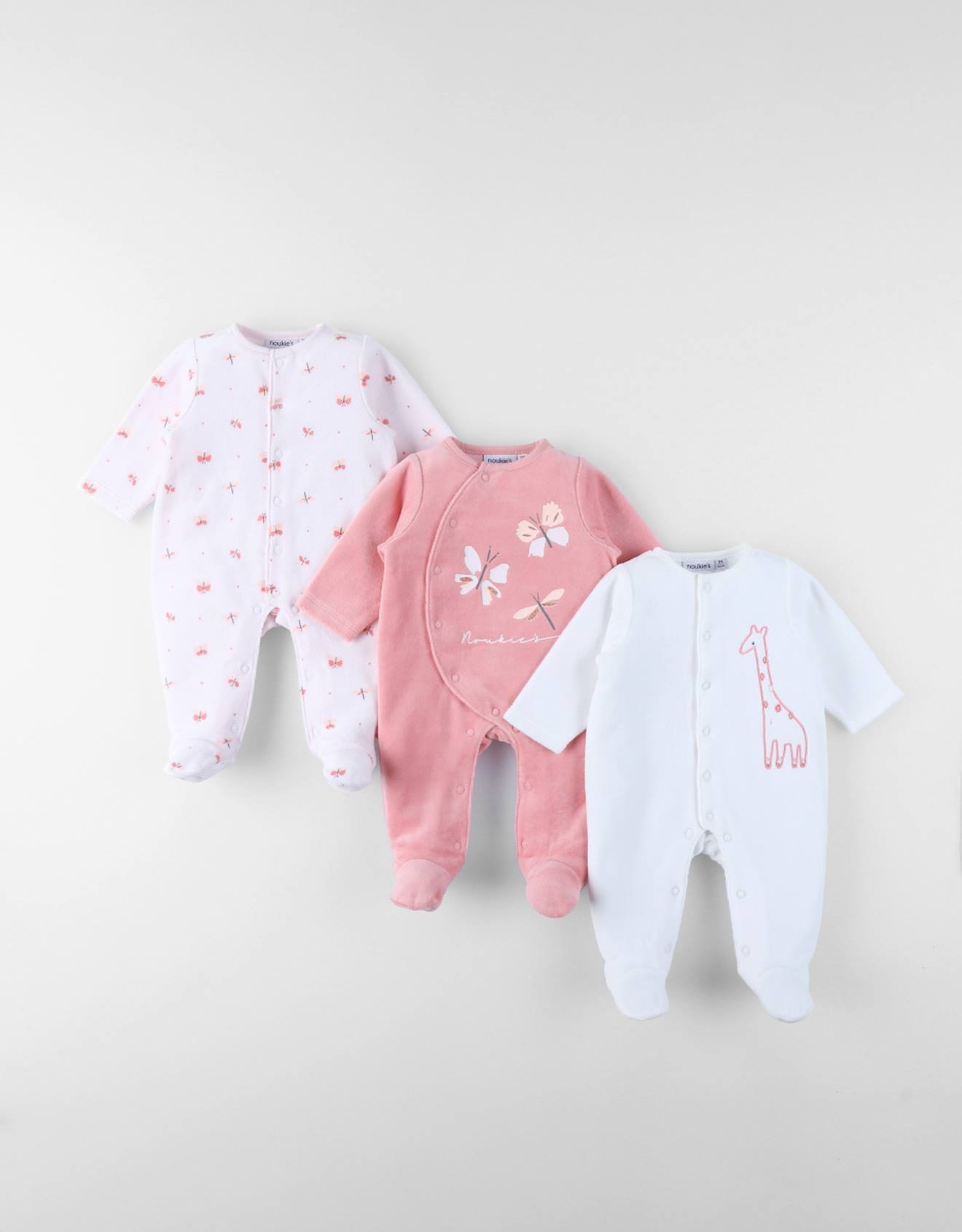 Lot De 3 Dors-bien En Velours Rose
