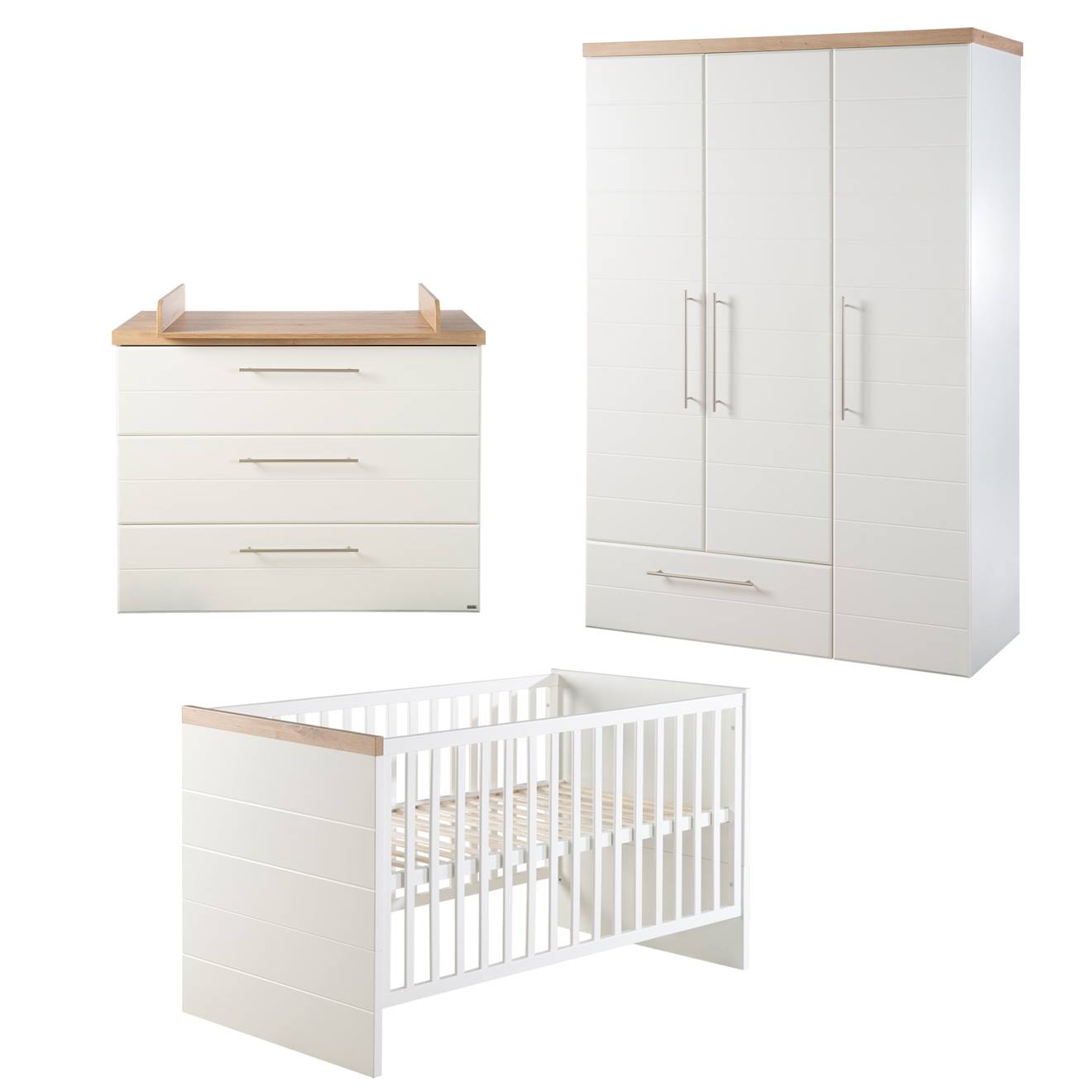 Chambre Bébé Évolutive Complète Avec Soft-close Nele Blanc / Chêne Artisan