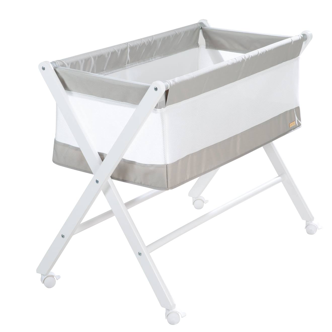 Berceau Pliable Avec Matelas Blanc Et Gris