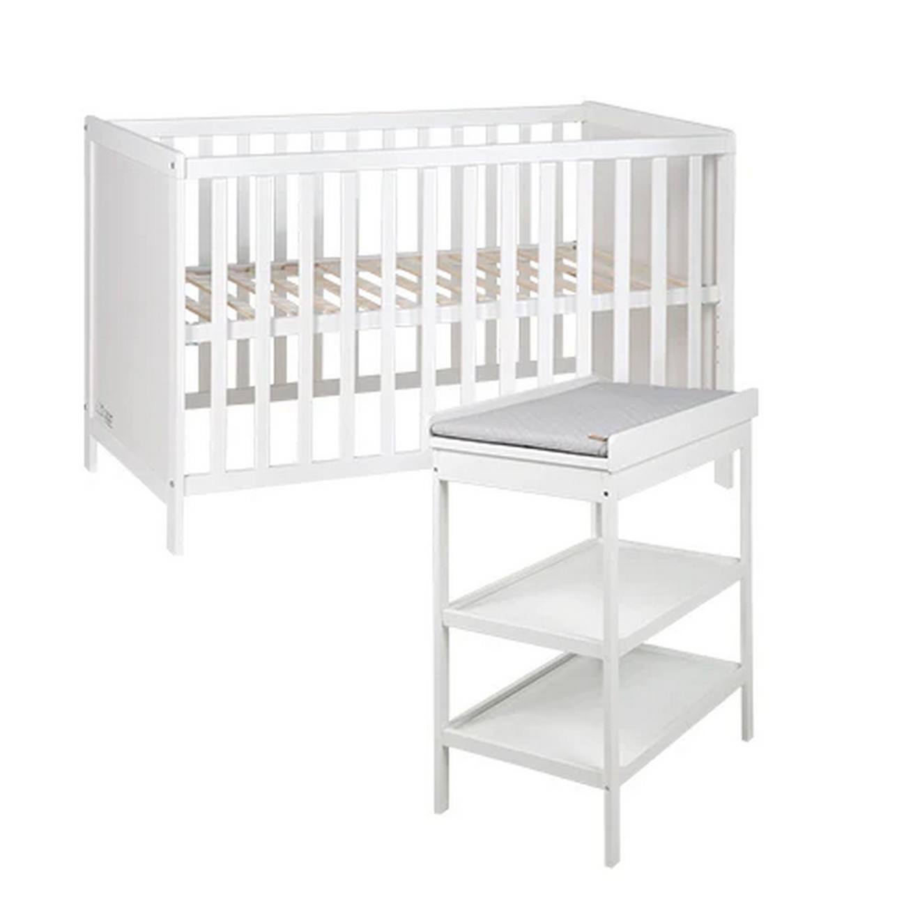 Lit Cododo + Table À Langer + Matelas À Langer Déperlant Roba Style Blanc