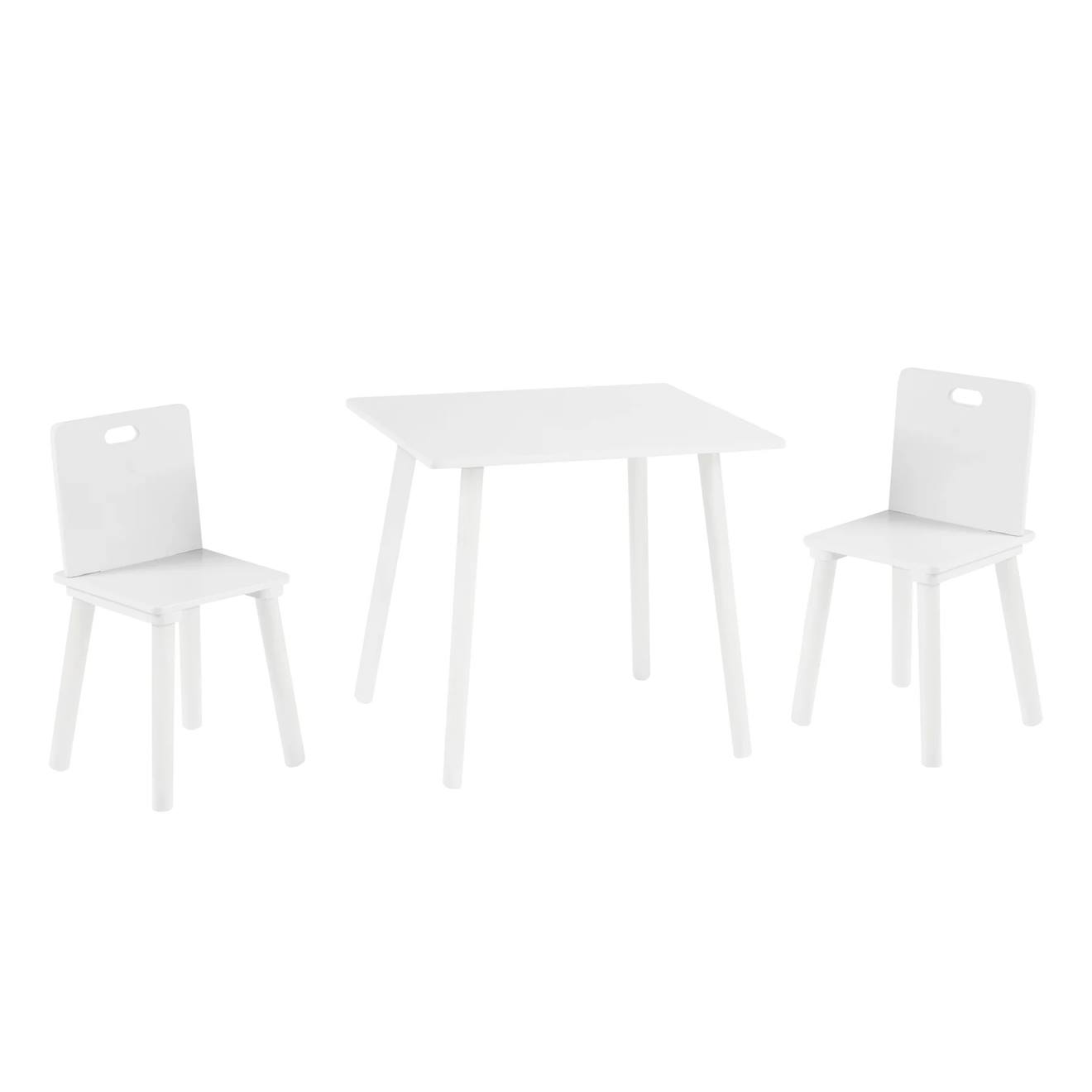 Set Table Et 2 Chaises Enfant Avec Pieds En Bois Massif Blanc