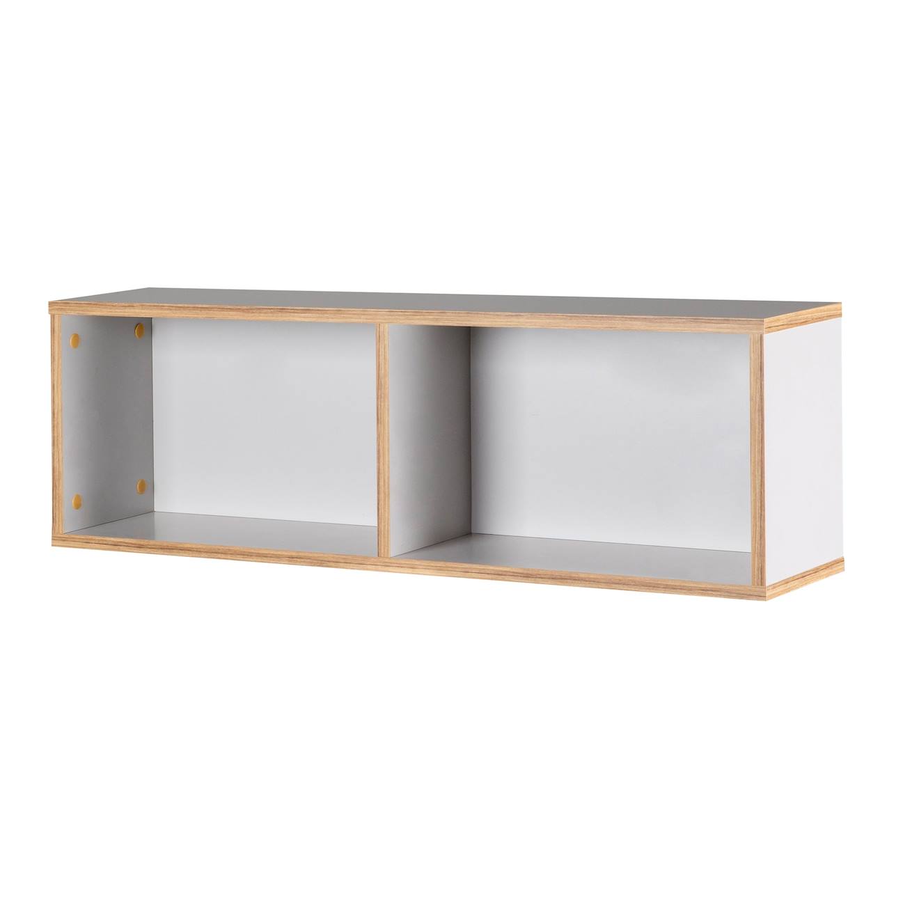 Étagère Murale 2 Niches Caro Gris Clair / Chêne Doré