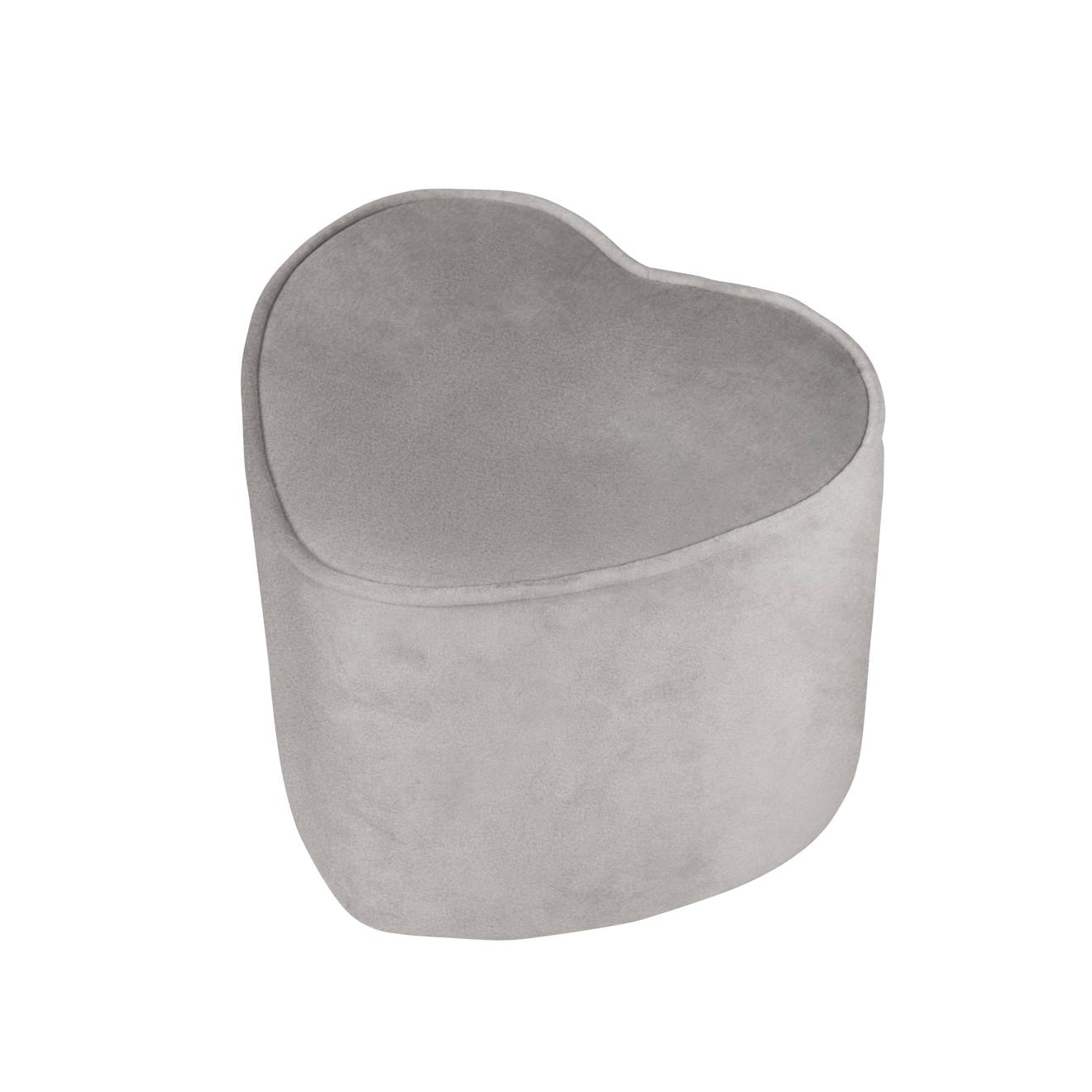 Tabouret Pouf En Velours Et Bois Lil Sofa Gris Argenté / Coeur