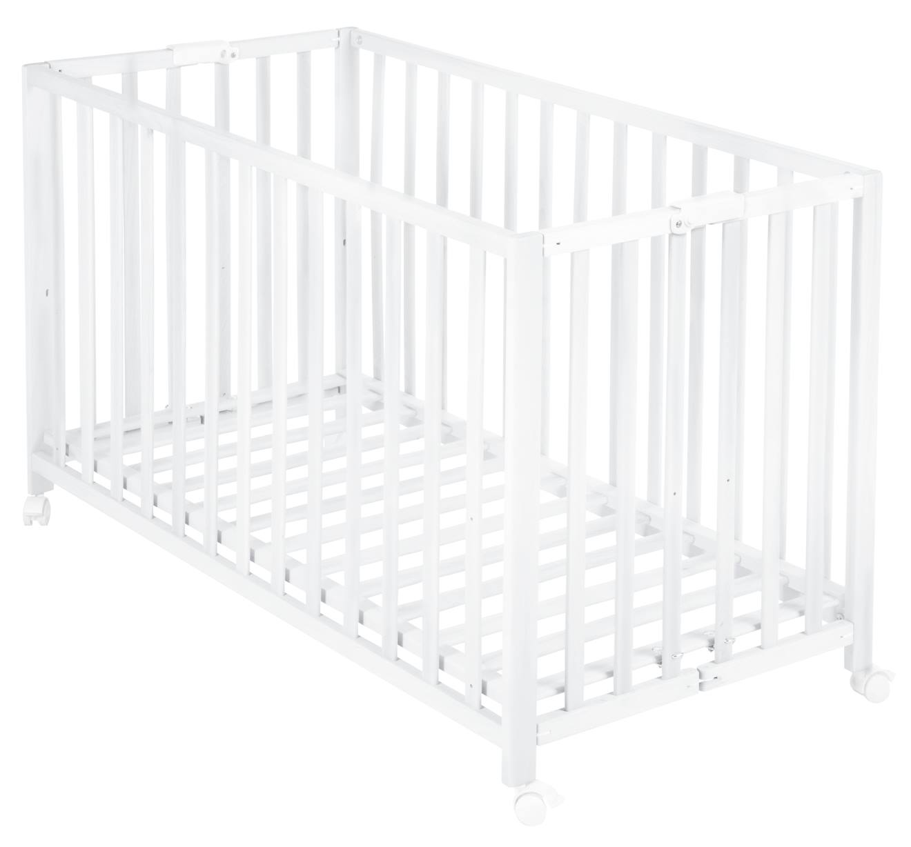 Lit Bébé Pliant Sur Roulettes À Frein Fold Up Blanc