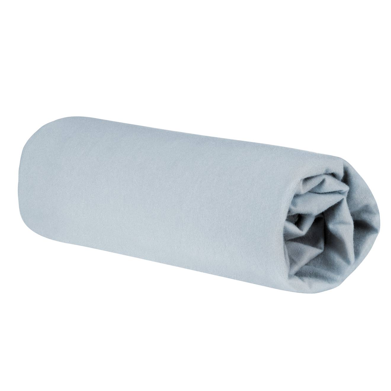 Drap Housse Extensible 60x120 - 70x140 En Coton Bio Safe Asleep® Bleu Clair/ Bleu Ciel