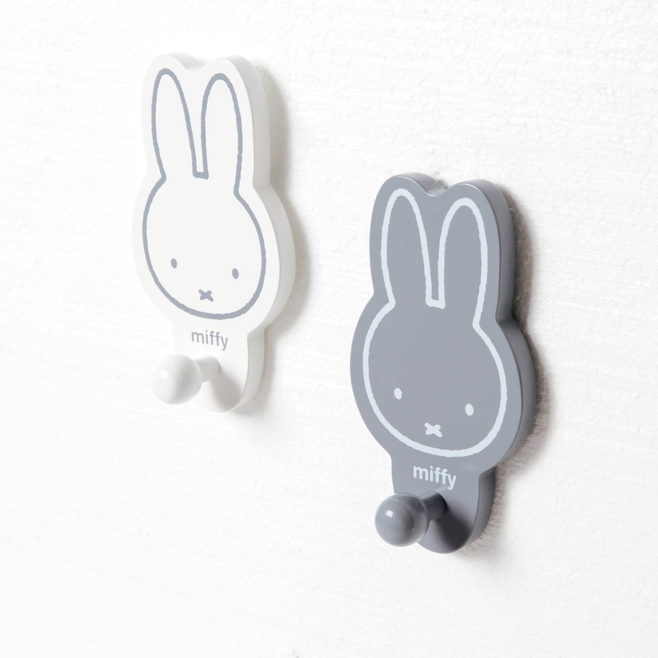 Roba - Lot De 2 Patères Murales Lapin Miffy® Blanc Et Gris