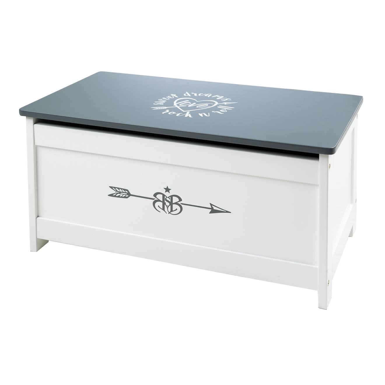 Coffre À Jouets À Fermeture Douce - Banc Avec Rangement Gris Foncé / Rock Star Baby