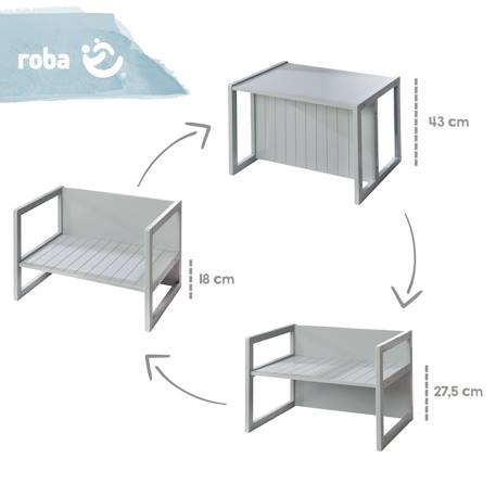 Table convertible en banc évolutif à 2 hauteurs d'assise Beige+Blanc+Gris 18 - vertbaudet enfant 