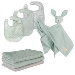 Puériculture-Set de 3 bavoirs en coton bio + 3 langes + 1 serviette doudou lil planet