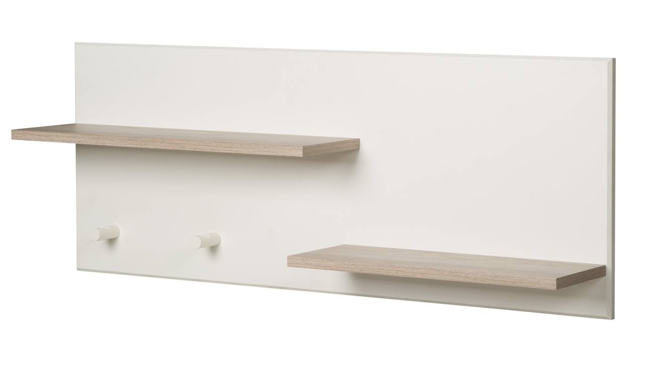 Étagère Murale 2 Tablettes Et 2 Patères Felicia Blanc Cassé / Décor Bois Luna