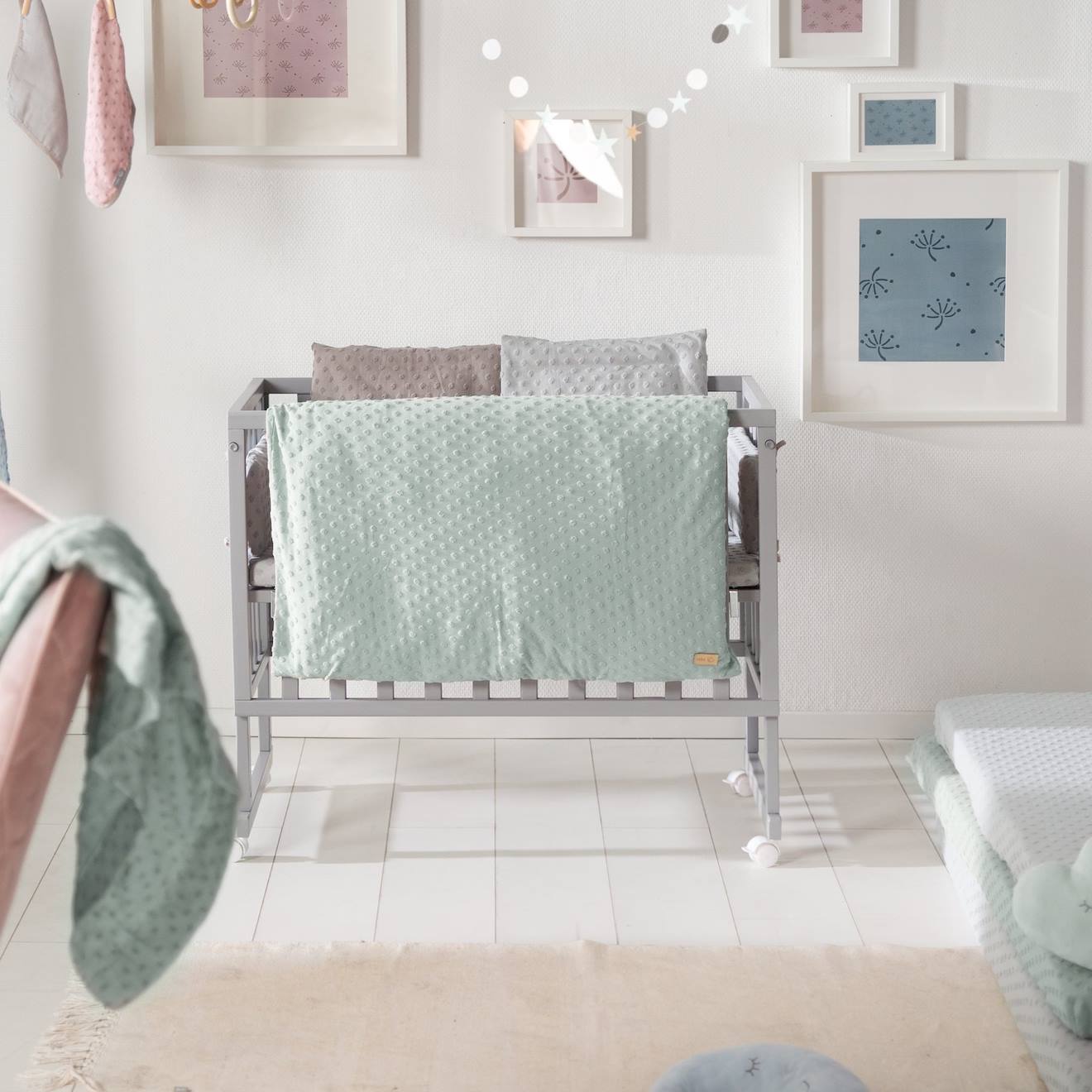 Roba - Parure De Lit Bébé Et Enfant En Coton Bio 4 Pièces Lil Planet Vert Givré