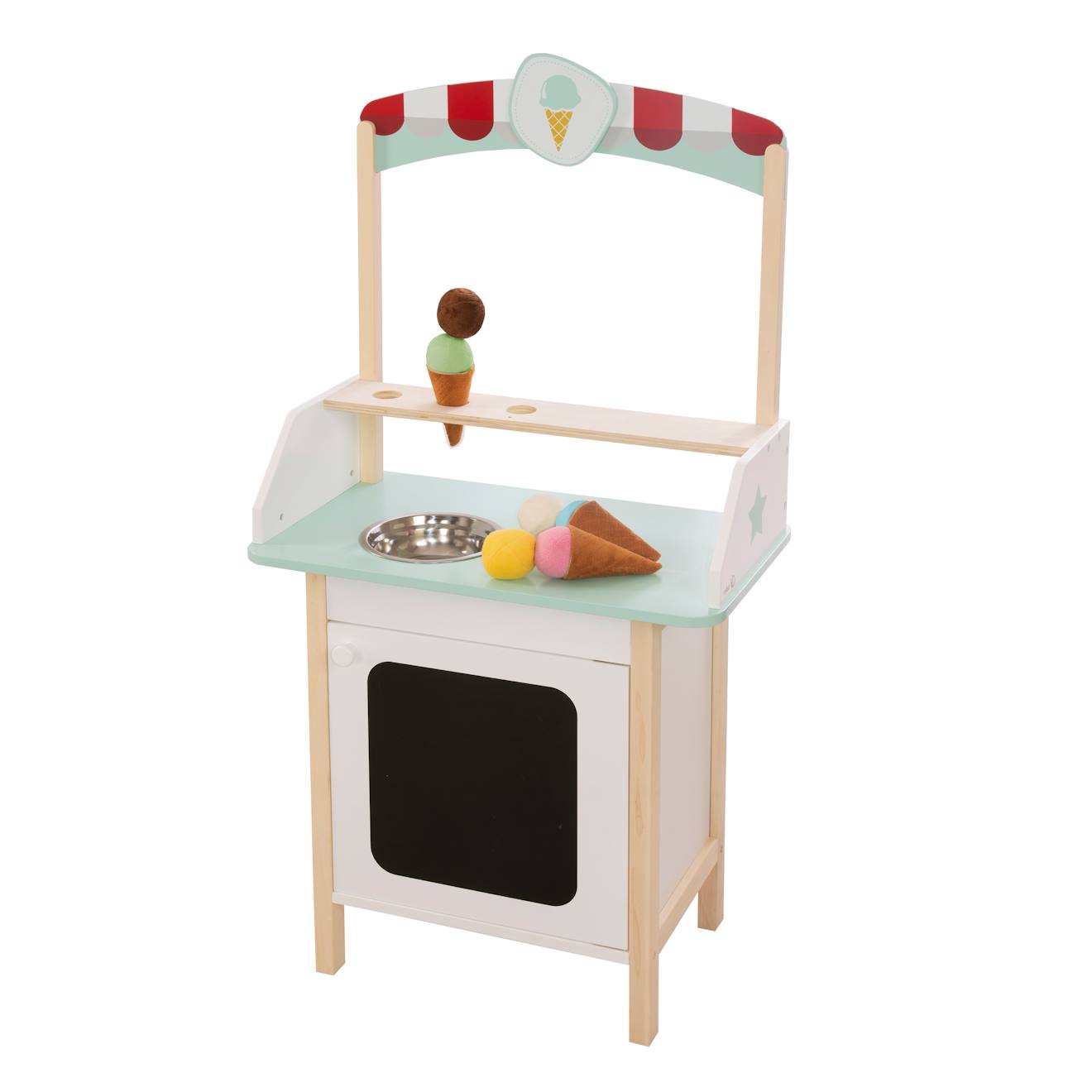 Roba - Marchande De Glace + 3 Cornets Et 6 Boules En Tissu Blanc, Menthe, Rouge Et Nature