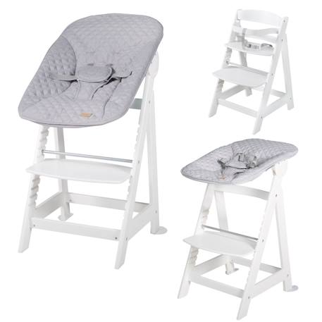 Roba - Chaise Haute Évolutive Born Up Avec Transat Déperlant Et Inclinable Roba Style Blanc - Gris Argenté