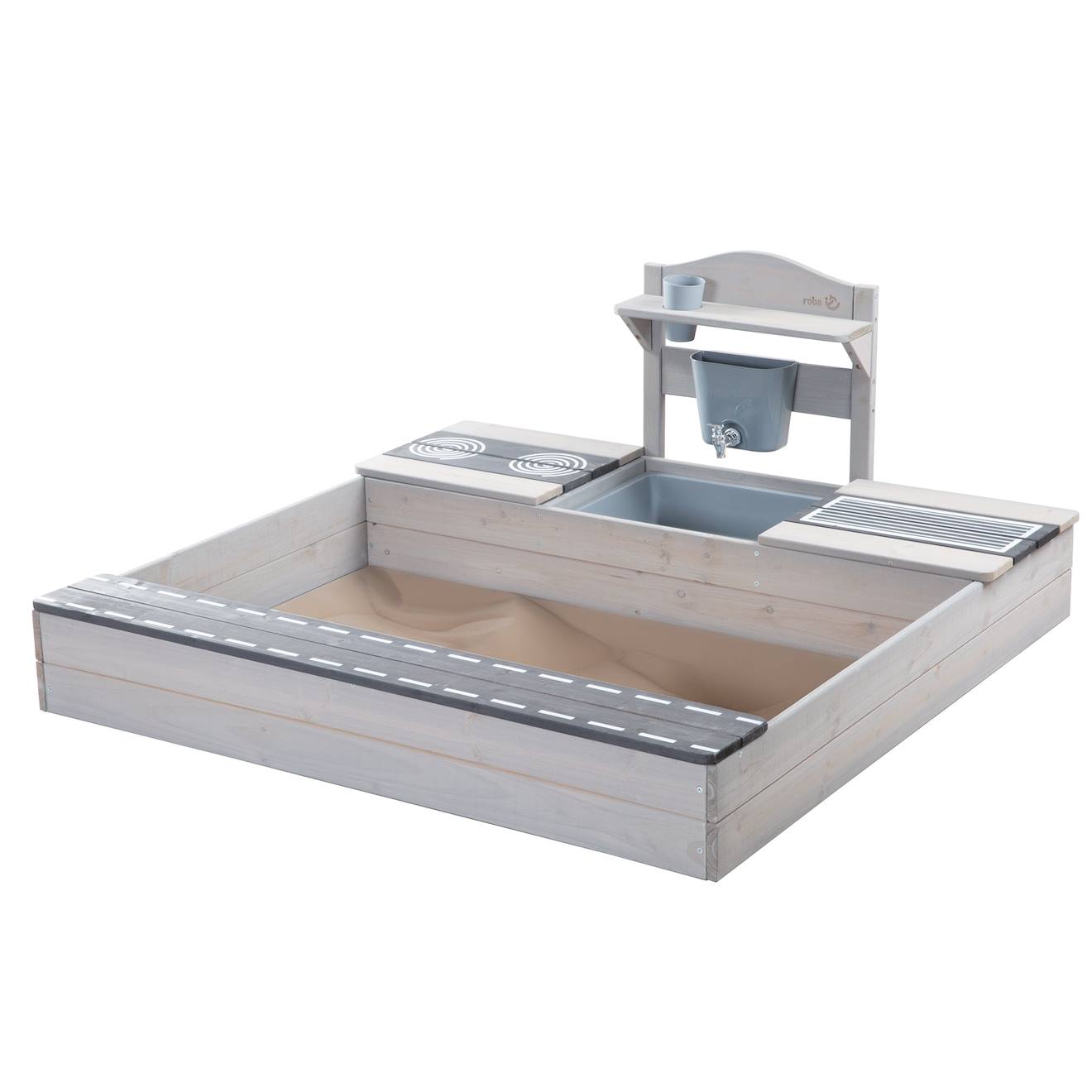 Bac À Sable En Bois Fsc® Avec Cuisine Extérieure Intégrée Gris