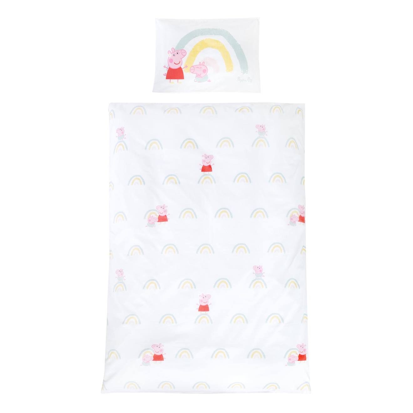 Parure De Lit Bébé Et Enfant En Coton 2 Pièces Peppa Pig Blanc Imprimé Peppa Pig