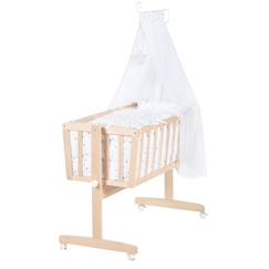 Puériculture-Lit de voyage et accessoires sommeil-Berceau complet en hêtre bio avec accessoires sternenzauber grau