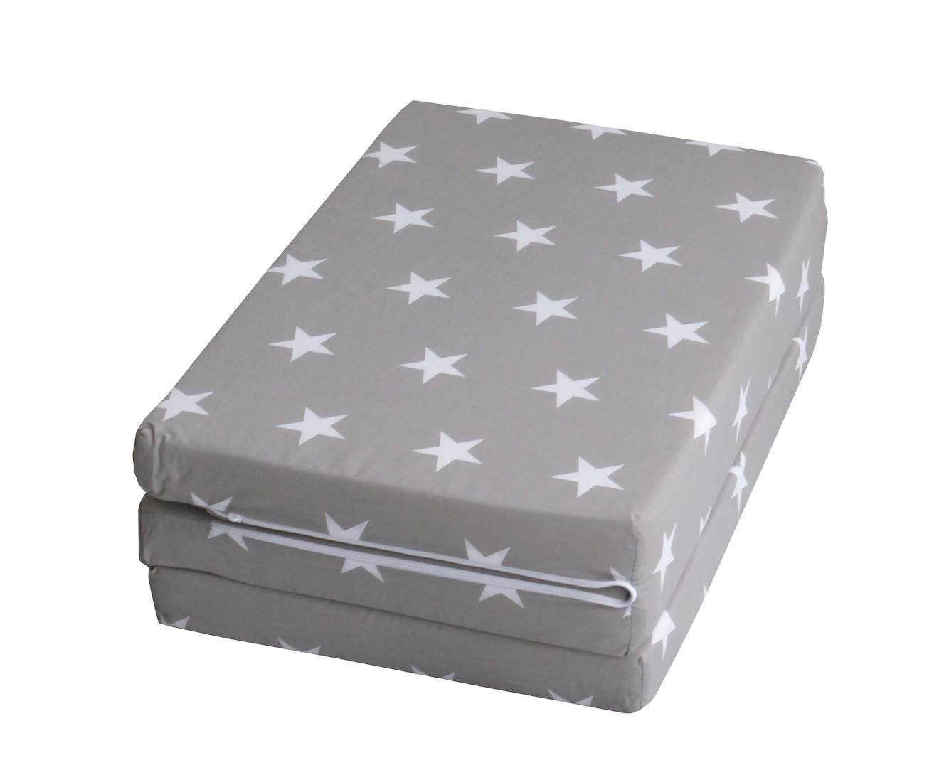Matelas De Voyage Pliant Et Déhoussable + Sac De Transport Gris / Étoiles Blanches