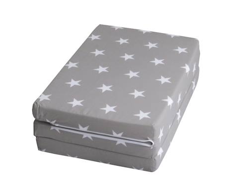 Roba - Matelas De Voyage Pliant Et Déhoussable + Sac De Transport Gris / Étoiles Blanches