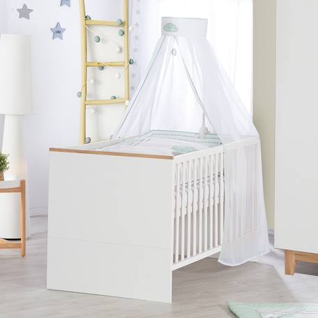 Lit bébé évolutif convertible en lit junior finn Blanc / chêne doré 2 - vertbaudet enfant 