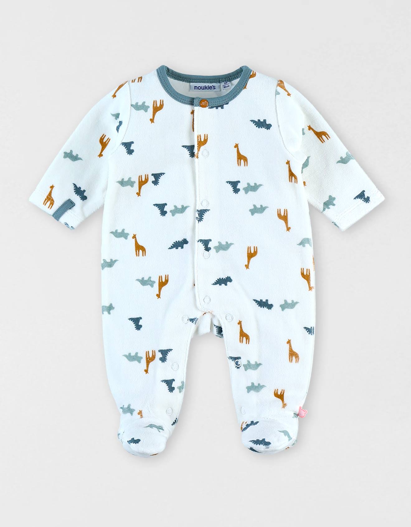 Pyjama Imprimés Dinosaures En Velours Blanc