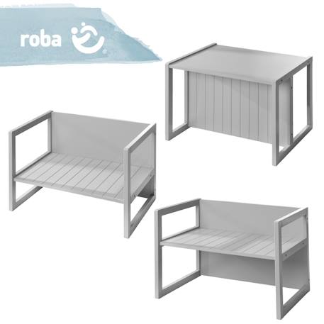 Table convertible en banc évolutif à 2 hauteurs d'assise Beige+Blanc+Gris 16 - vertbaudet enfant 
