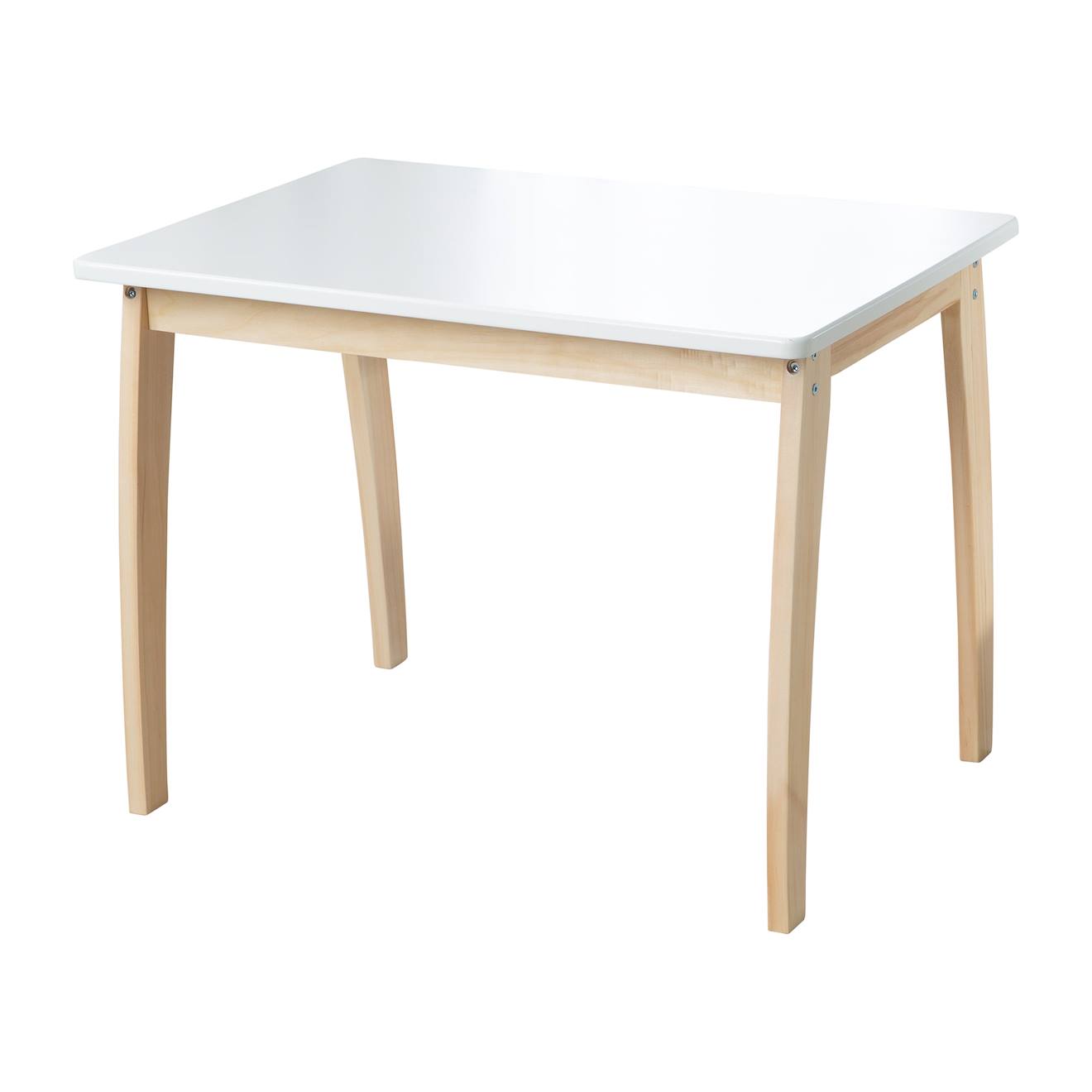 Roba - Table Rectangulaire À Pieds Arrondis En Bois Massif Blanc Et Naturel