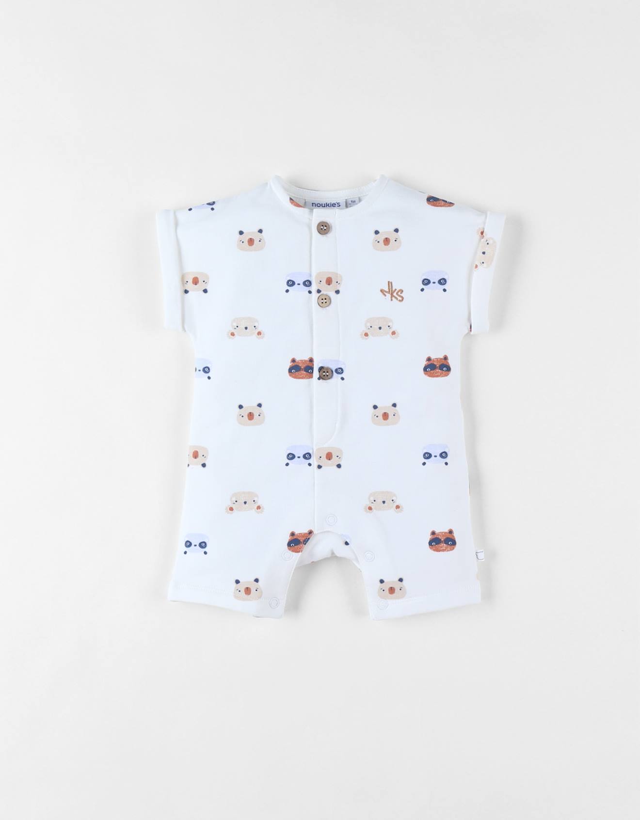 Noukies - Combishort Imprimé Animalier En Molleton Blanc
