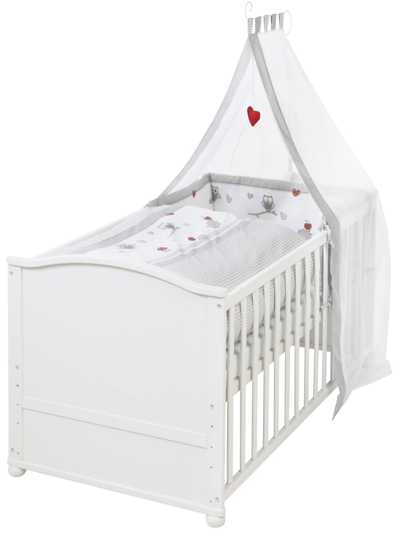 Lit Évolutif Avec Matelas Et Accessoires Complets Adam Et Eule Blanc / Gris