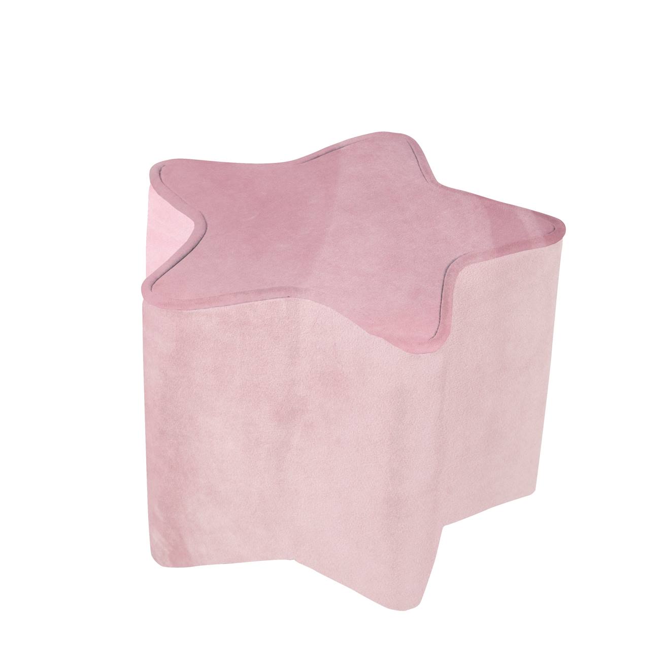Tabouret Pouf En Velours Et Bois Lil Sofa Rose Pastel / Étoile
