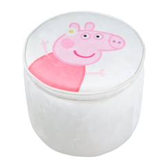 Chambre et rangement-Rangement-Boite de rangement en bois et velours - pouf coffre rond peppa pig