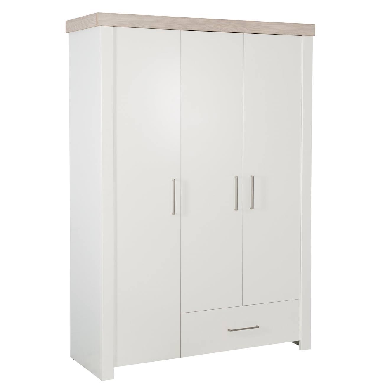 Roba - Armoire Bébé 3 Portes À Fermeture Douce Lucy Blanc Cassé / Décor Bois Luna