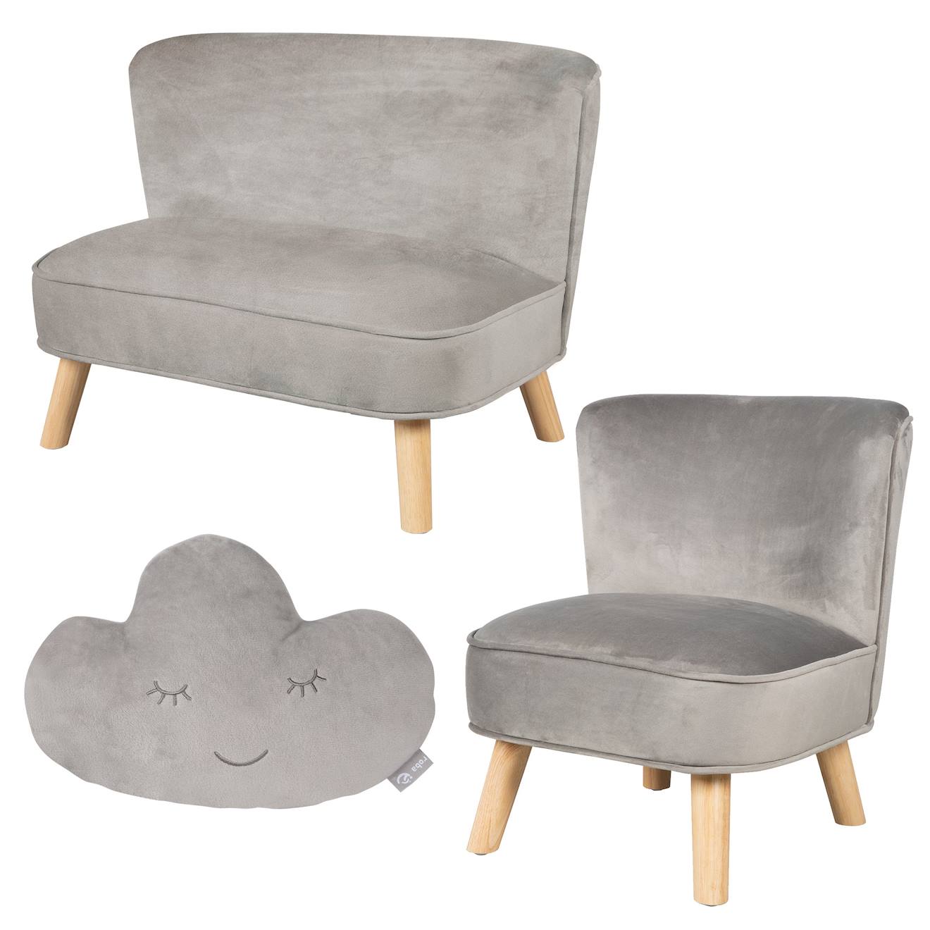 Roba - Ensemble Canapé + Fauteuil + Coussin Décoratif Nuage Lil Sofa Gris Argenté