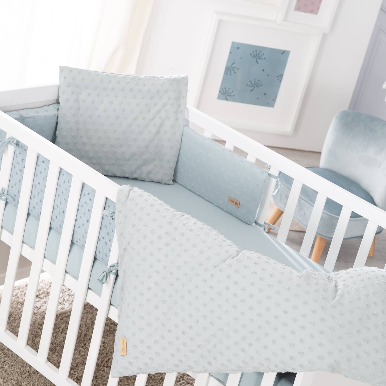 Roba - Parure De Lit Bébé Et Enfant En Coton Bio 4 Pièces Lil Planet Bleu Clair