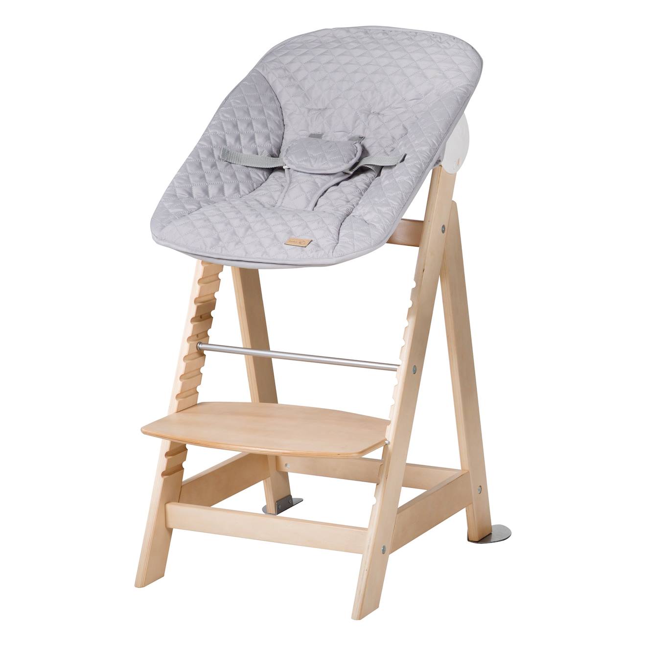 Chaise Haute Évolutive Born Up Avec Transat Déperlant Et Inclinable Roba Style Naturel - Gris Argenté (Roba) - Image 2