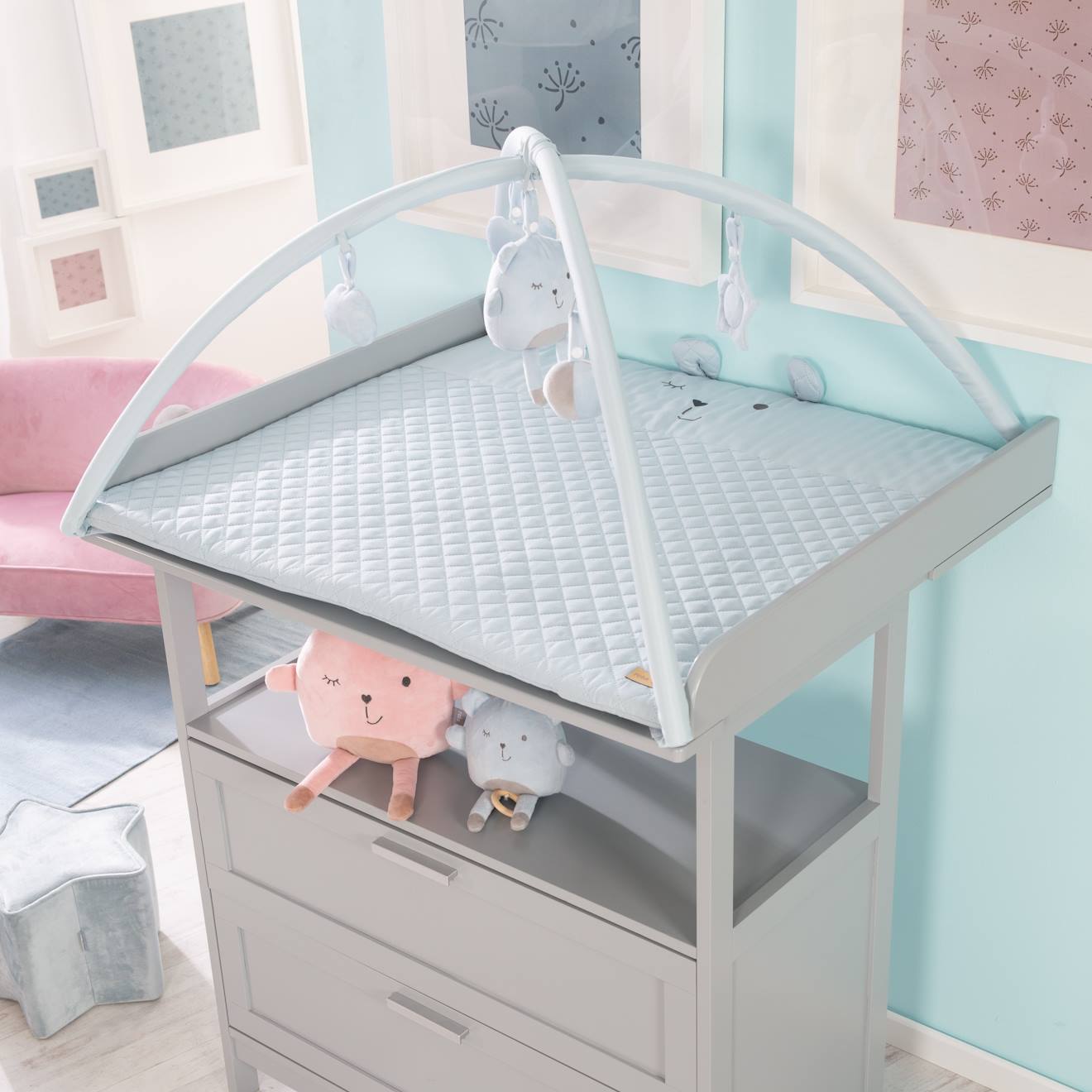 Tapis D'éveil Avec Arches Et 5 Jouets Suspendus Roba Style Bleu Clair - Ourson Benny (Roba) - Image 1