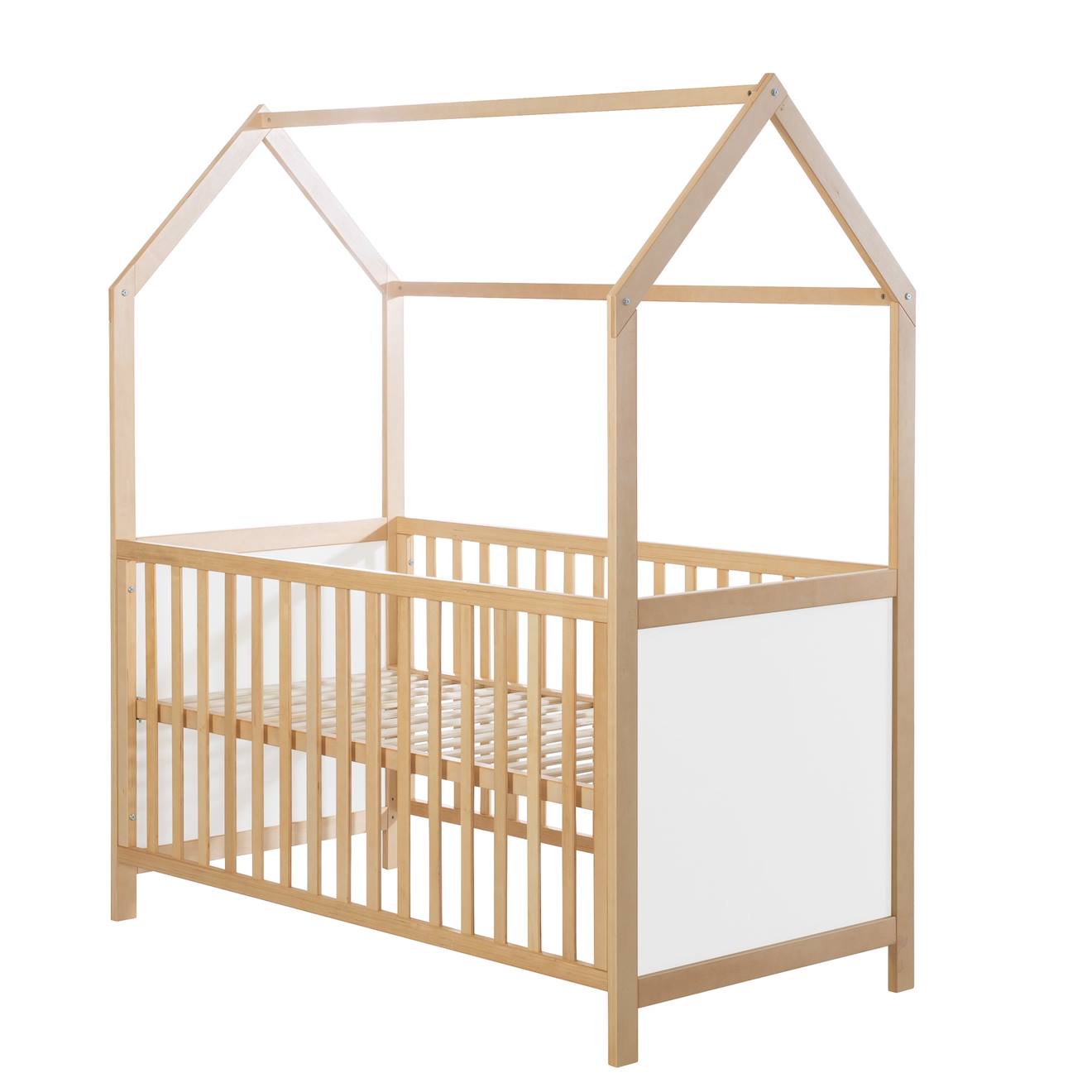 Roba - Lit Bébé Cabane En Bois Fsc® - Lit Cododo Convertible En Canapé Bois Naturel - Blanc