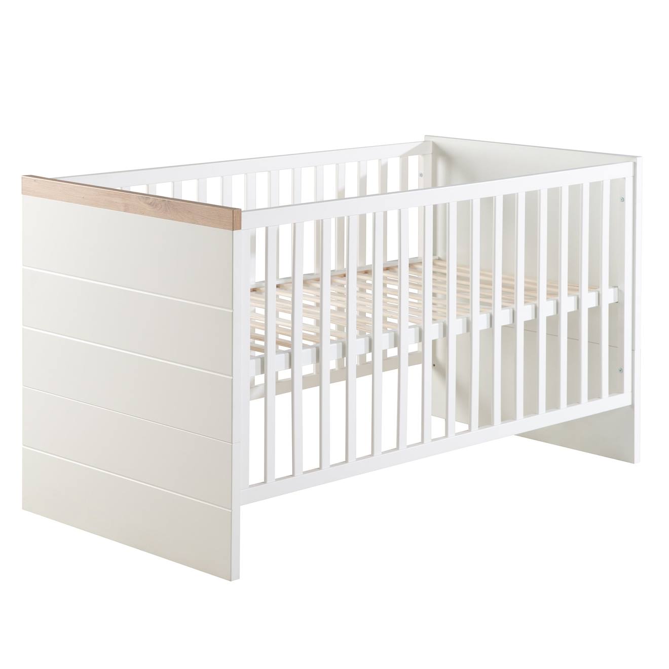 Lit Bébé Évolutif Convertible En Lit Junior Nele Blanc / Chêne Artisan