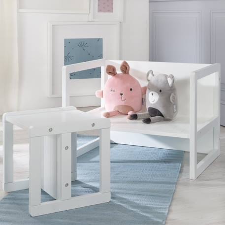 Table convertible en banc évolutif à 2 hauteurs d'assise Beige+Blanc+Gris 10 - vertbaudet enfant 
